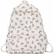 ALINUOYQ Cute Bows Backpack Coquette Aesthetic Backpack for Women Preppy Kawaii Backpack Nylon Laptop Bag Travel Backpack